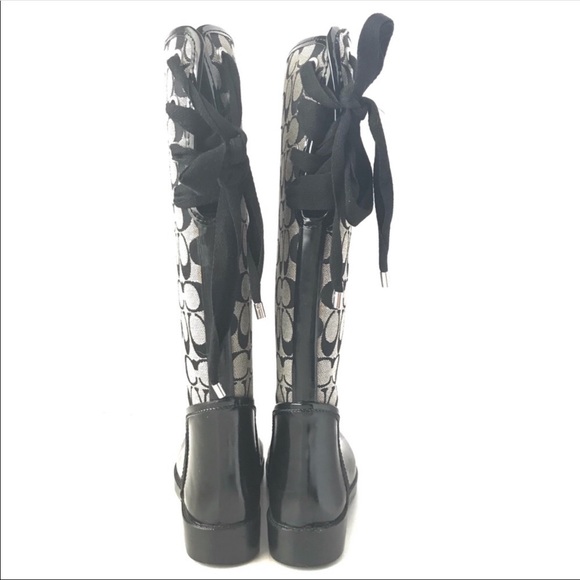 Coach Rain Boots Woman’s 6B Tristee Black - Picture 2 of 8